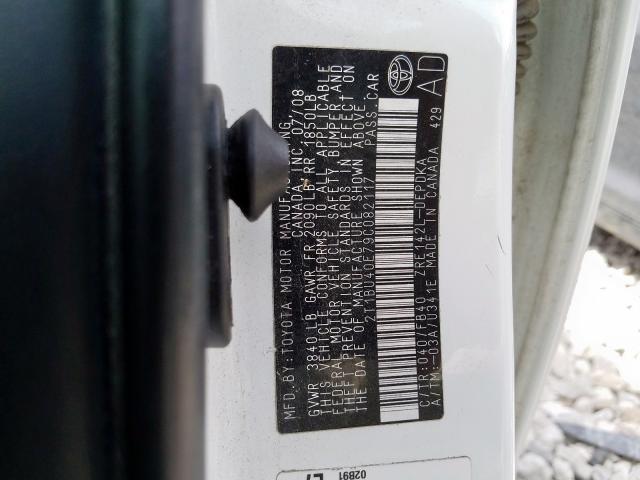 2T1BU40E79C082117 - 2009 TOYOTA COROLLA BASE  照片 10