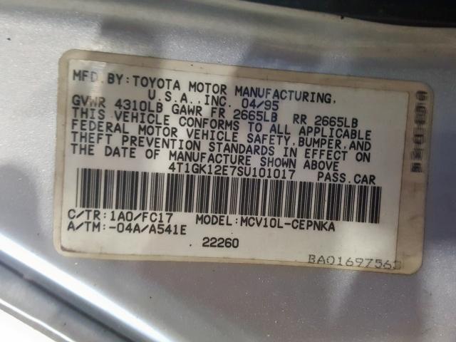 4T1GK12E7SU101017 - 1995 TOYOTA CAMRY LE  photo 10