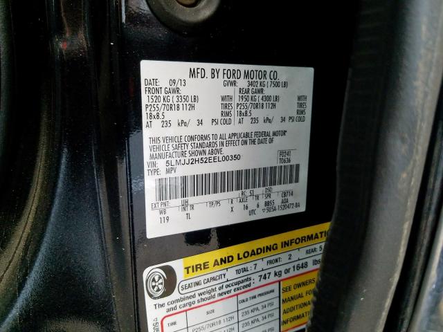 5LMJJ2H52EEL00350 - 2014 LINCOLN NAVIGATOR  photo 10