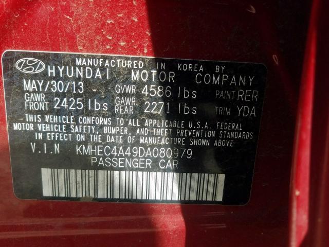 KMHEC4A49DA080979 - 2013 HYUNDAI SONATA HYBRID  photo 10