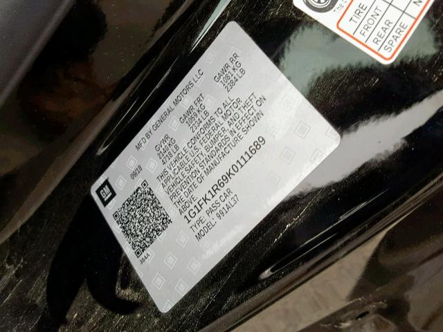 1G1FK1R69K0111689 - 2019 CHEVROLET CAMARO ZL1  照片 10