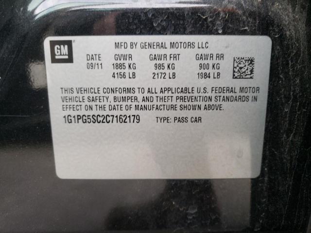 1G1PG5SC2C7162179 - 2012 CHEVROLET CRUZE LT BLACK photo 10