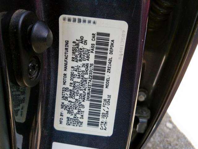 1NXBU4EE7AZ233176 - 2010 TOYOTA COROLLA BASE  照片 10