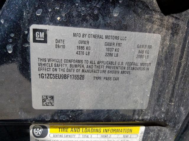 1G1ZC5EU9BF176528 - 2011 CHEVROLET MALIBU 1LT  照片 10