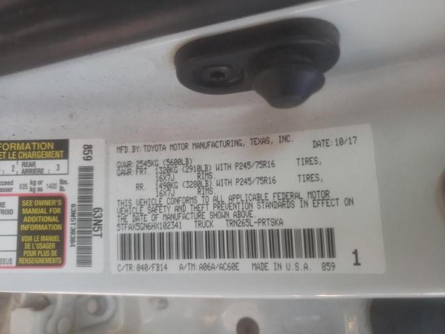 5TFAX5GN6HX102341 - 2017 TOYOTA TACOMA DOUBLE CAB 白色 照片 10