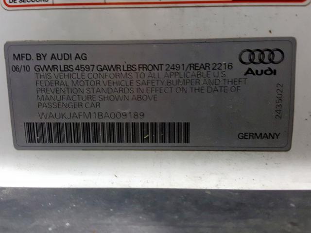 WAUKJAFM1BA009189 - 2011 AUDI A3 PREMIUM PLUS  photo 10