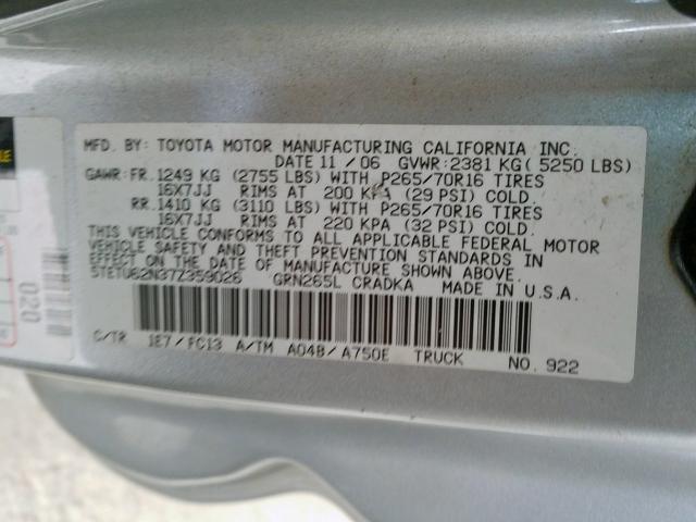 5TETU62N37Z359026 - 2007 TOYOTA TACOMA PRERUNNER ACCESS CAB  photo 10