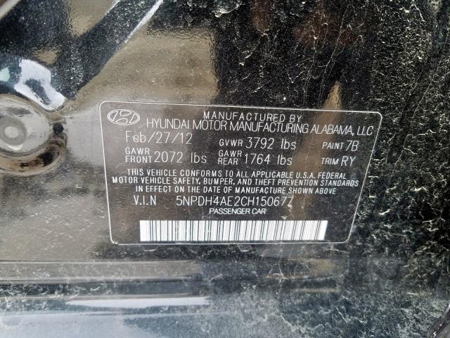 5NPDH4AE2CH150677 - 2012 HYUNDAI ELANTRA GLS  photo 10