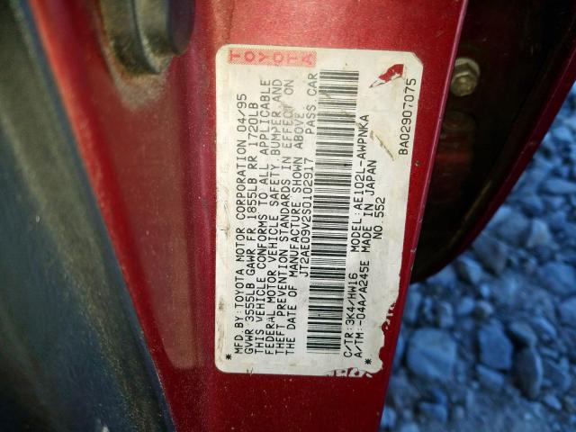 JT2AE09V2S0102917 - 1995 TOYOTA COROLLA BASE  照片 10