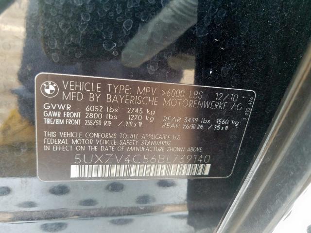5UXZV4C56BL739140 - 2011 BMW X5 XDRIVE35I  photo 10