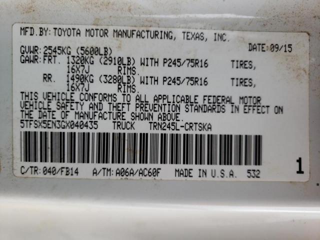 5TFSX5EN3GX040435 - 2016 TOYOTA TACOMA ACCESS CAB თეთრი ფოტო 10