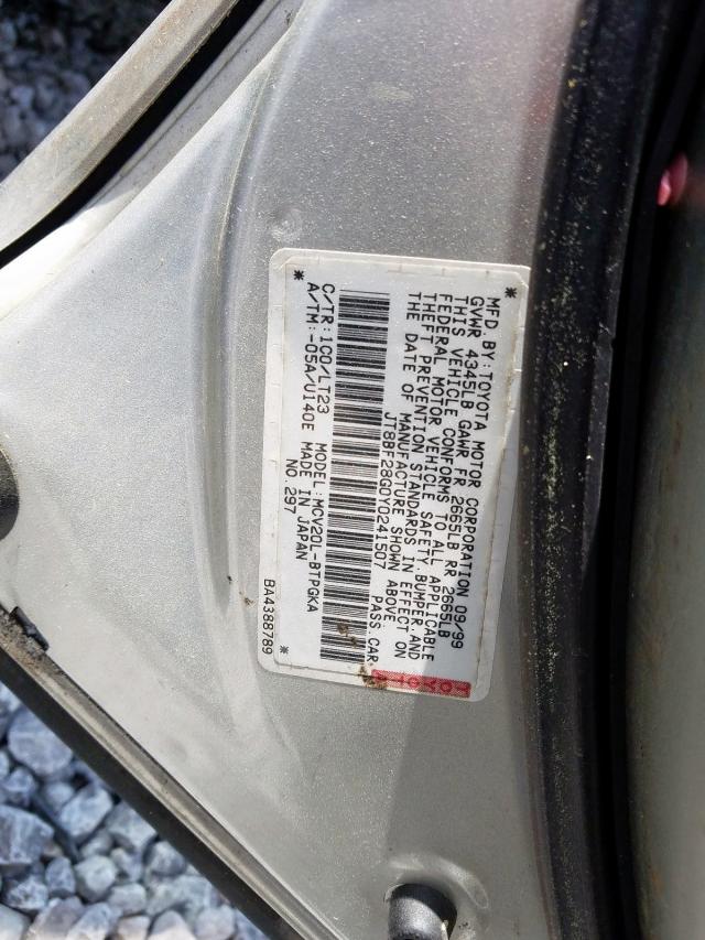 JT8BF28G0Y0241507 - 2000 LEXUS ES 300  photo 10