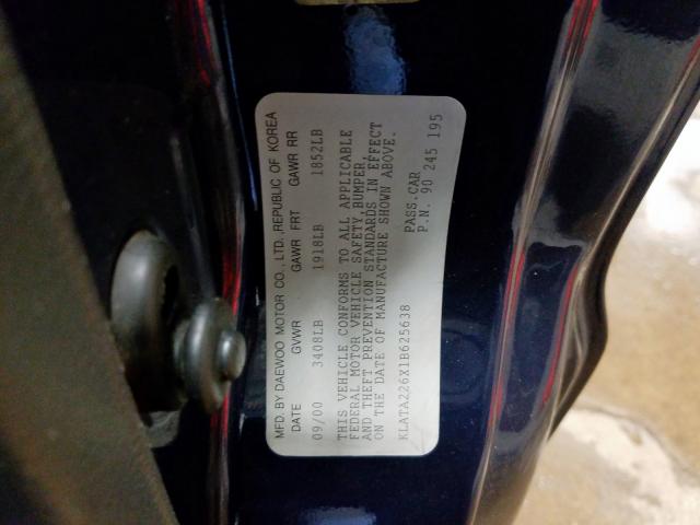 KLATA226X1B625638 - 2001 DAEWOO LANOS S  foto 10