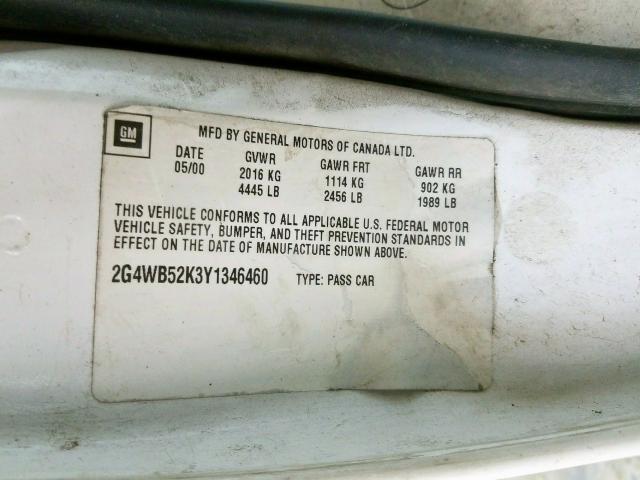 2G4WB52K3Y1346460 - 2000 BUICK REGAL LS  照片 10