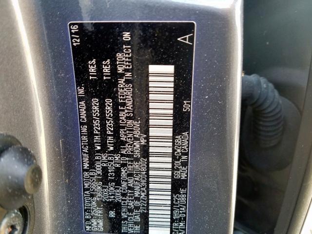 2T2ZZMCA3HC048002 - 2017 LEXUS RX 350 BASE  photo 10