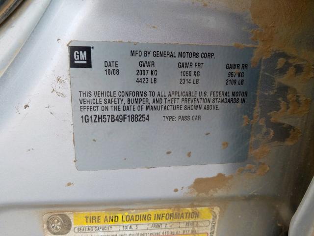 1G1ZH57B49F188254 - 2009 CHEVROLET MALIBU 1LT  照片 10