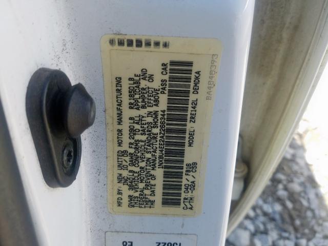 1NXBU4EE2AZ266344 - 2010 TOYOTA COROLLA BASE  照片 10