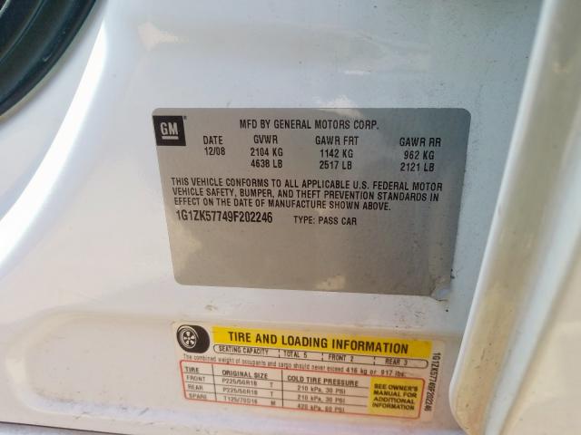 1G1ZK57749F202246 - 2009 CHEVROLET MALIBU LTZ  ფოტო 10