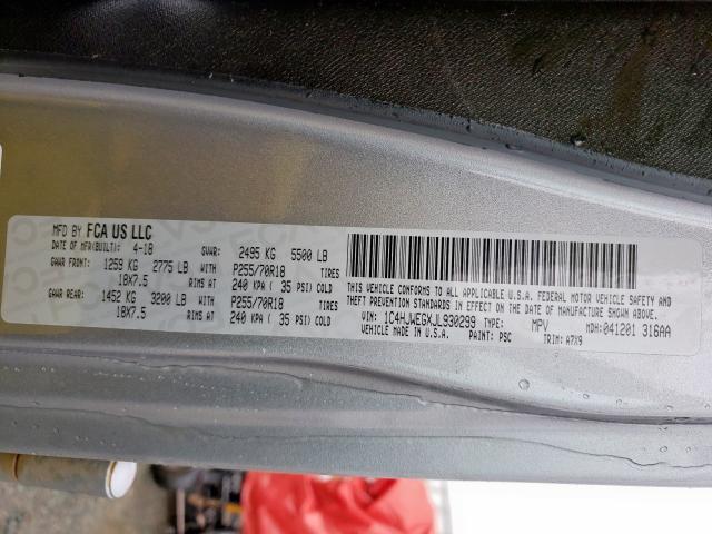 1C4HJWEGXJL930299 - 2018 JEEP WRANGLER UNLIMITED SAHARA  ფოტო 10