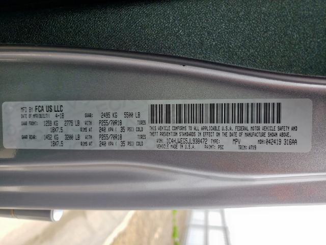 1C4HJWEG5JL938472 - 2018 JEEP WRANGLER UNLIMITED SAHARA  ფოტო 10