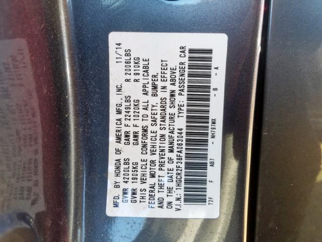 1HGCR2F38FA063044 - 2015 HONDA ACCORD LX  photo 10