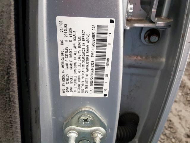 1HGCP26309A142329 - 2009 HONDA ACCORD LX  photo 10