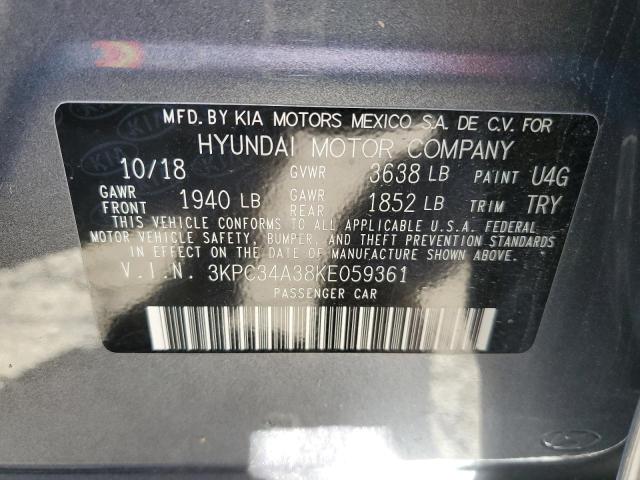 3KPC34A38KE059361 - 2019 HYUNDAI ACCENT LIM GRAY photo 12