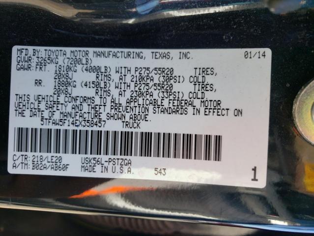 5TFAW5F14EX358457 - 2014 TOYOTA TUNDRA CREWMAX PLATINUM Schwarz Foto 12