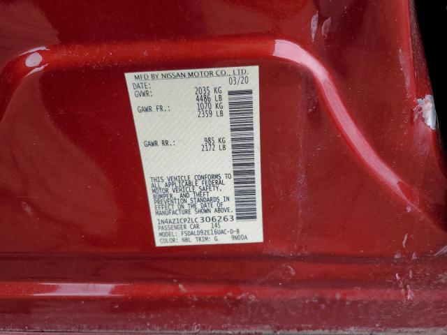 1N4AZ1CP2LC306263 - 2020 NISSAN LEAF SV RED photo 12