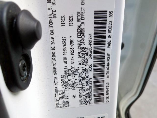 3TMCZ5ANXGM018278 - 2016 TOYOTA TACOMA DOUBLE CAB  照片 10