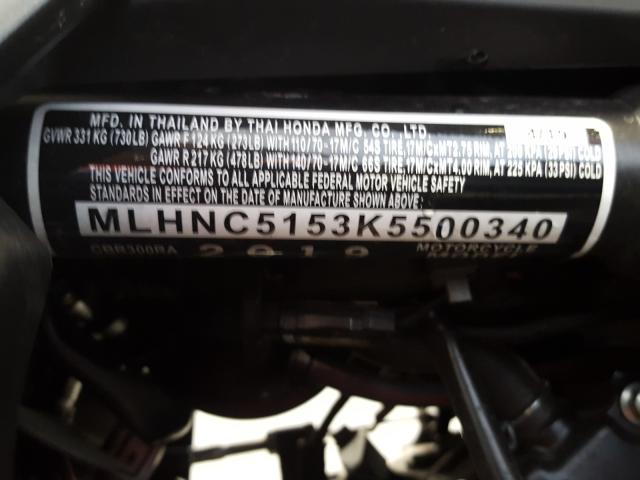 MLHNC5153K5500340 - 2019 HONDA CBR300 RA  photo 20