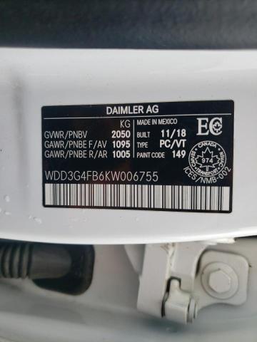 WDD3G4FB6KW006755 - 2019 MERCEDES-BENZ A 220 4MATIC WHITE photo 13