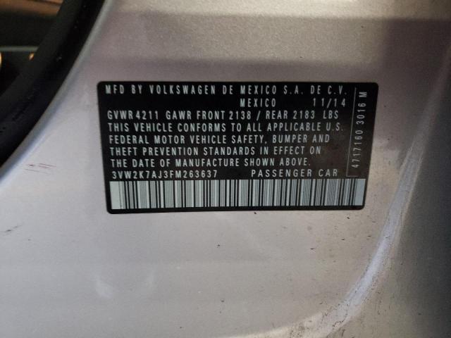 3VW2K7AJ3FM263637 - 2015 VOLKSWAGEN JETTA BASE SILVER photo 12