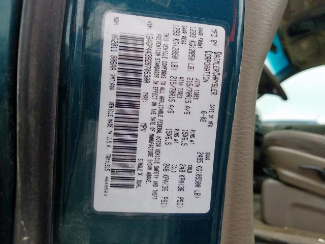 1B4GP44392B706300 - 2002 DODGE GRAND CARAVAN SPORT  photo 10