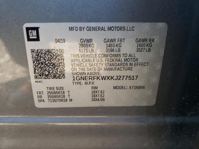 1GNERFKWXKJ277517 - 2019 CHEVROLET TRAVERSE LS GRAY photo 12