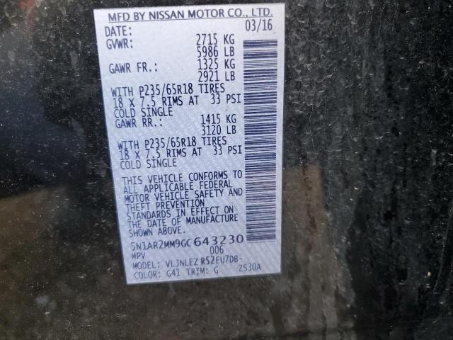 5N1AR2MM9GC643230 - 2016 NISSAN PATHFINDER S BLACK photo 13