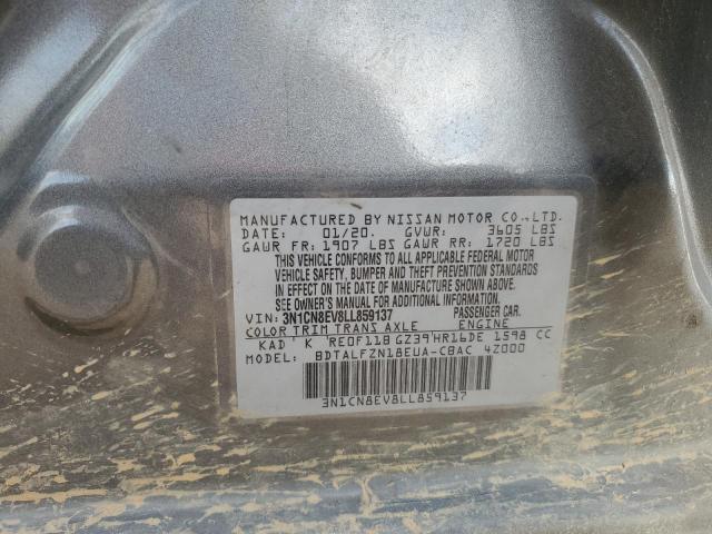 3N1CN8EV8LL859137 - 2020 NISSAN VERSA SV GRAY photo 12