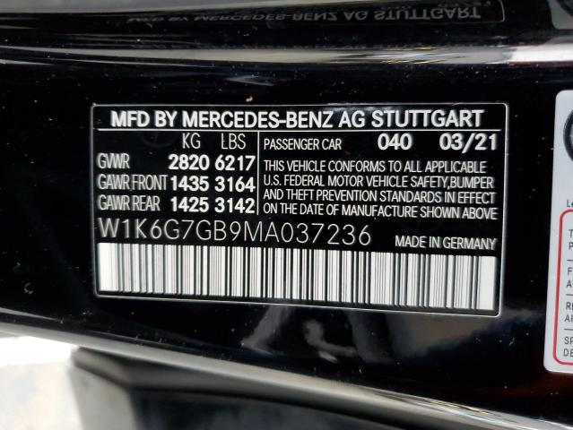 W1K6G7GB9MA037236 - 2021 MERCEDES-BENZ S 580 4MATIC BLACK photo 12