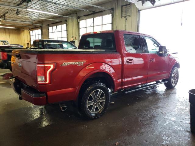 1FTEW1EF1GKD12463 - 2016 FORD F150 SUPERCREW RED photo 3