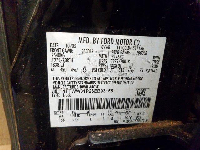 1FTWW31P26EB93155 - 2006 FORD F350 SRW SUPER DUTY  photo 10