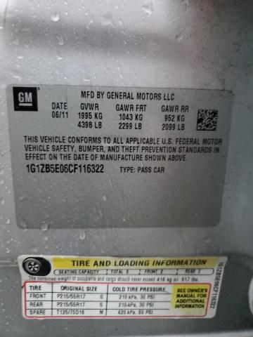 1G1ZB5E06CF116322 - 2012 CHEVROLET MALIBU LS SILVER photo 12