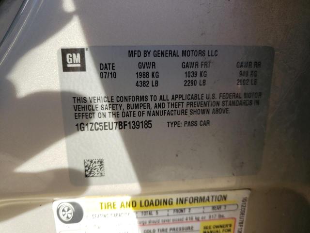 1G1ZC5EU7BF139185 - 2011 CHEVROLET MALIBU 1LT SILVER photo 12