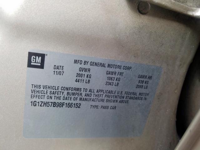 1G1ZH57B98F166152 - 2008 CHEVROLET MALIBU 1LT  照片 10