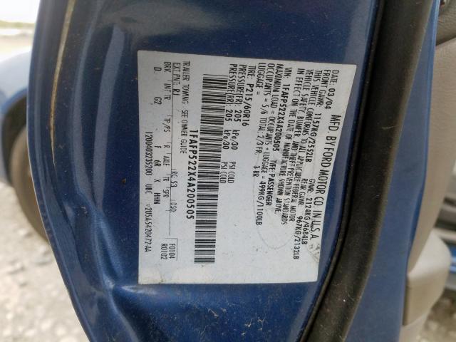 1FAFP522X4A200505 - 2004 FORD TAURUS LX  photo 10