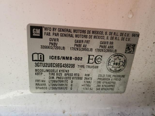 3GTU2UEC9EG436208 - 2014 GMC SIERRA K1500 SLE WHITE photo 12