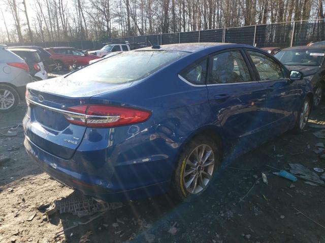 3FA6P0LU1HR270747 - 2017 FORD FUSION SE HYBRID BLUE photo 3