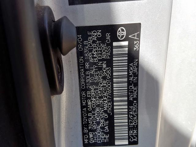 JTKDE177650019583 - 2005 TOYOTA SCION TC  photo 10