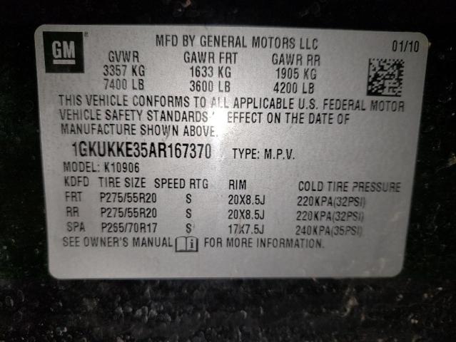 1GKUKKE35AR167370 - 2010 GMC YUKON XL K1500 SLT BLACK photo 13