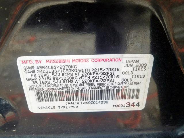 JA4LS21W49Z014038 - 2009 MITSUBISHI OUTLANDER ES  photo 10