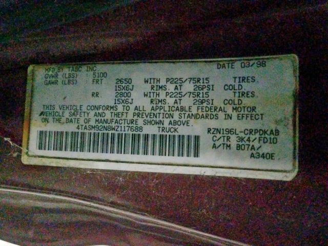 4TASM92N8WZ117688 - 1998 TOYOTA TACOMA XTRACAB PRERUNNER  ფოტო 10